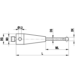 M3 рубиновый шарик Ø5 мм, керамический стержень, L 32.5 мм, ML 24.5 мм, для систем ZEISS A-5555-0266