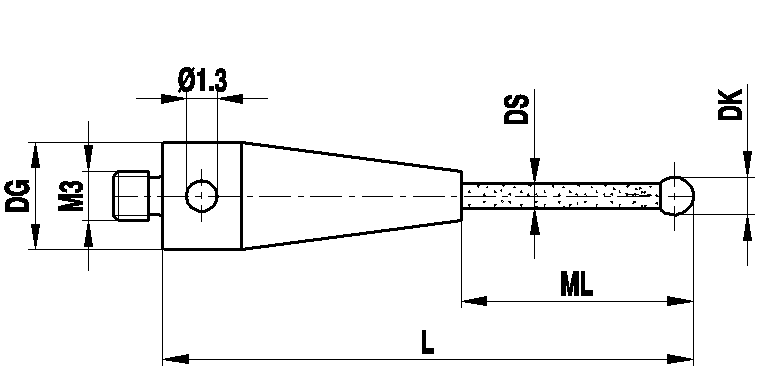 M3 рубиновый шарик Ø6 мм, керамический стержень, L 13 мм, ML 9 мм, для систем ZEISS A-5555-0275