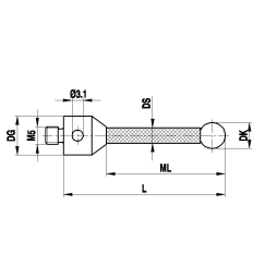 M5 рубиновый шарик Ø4 мм, стержень из термостабильного углепластика, L 33.5 мм, ML 23.5 мм, для систем ZEISS A-5555-1917